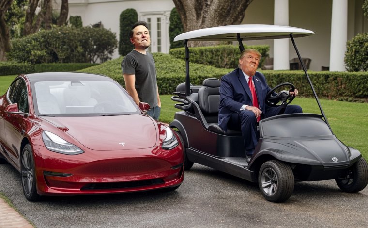 Trump vyzval Muska na duel: Souboj Teslou proti golfovému vozíku už tuto neděli