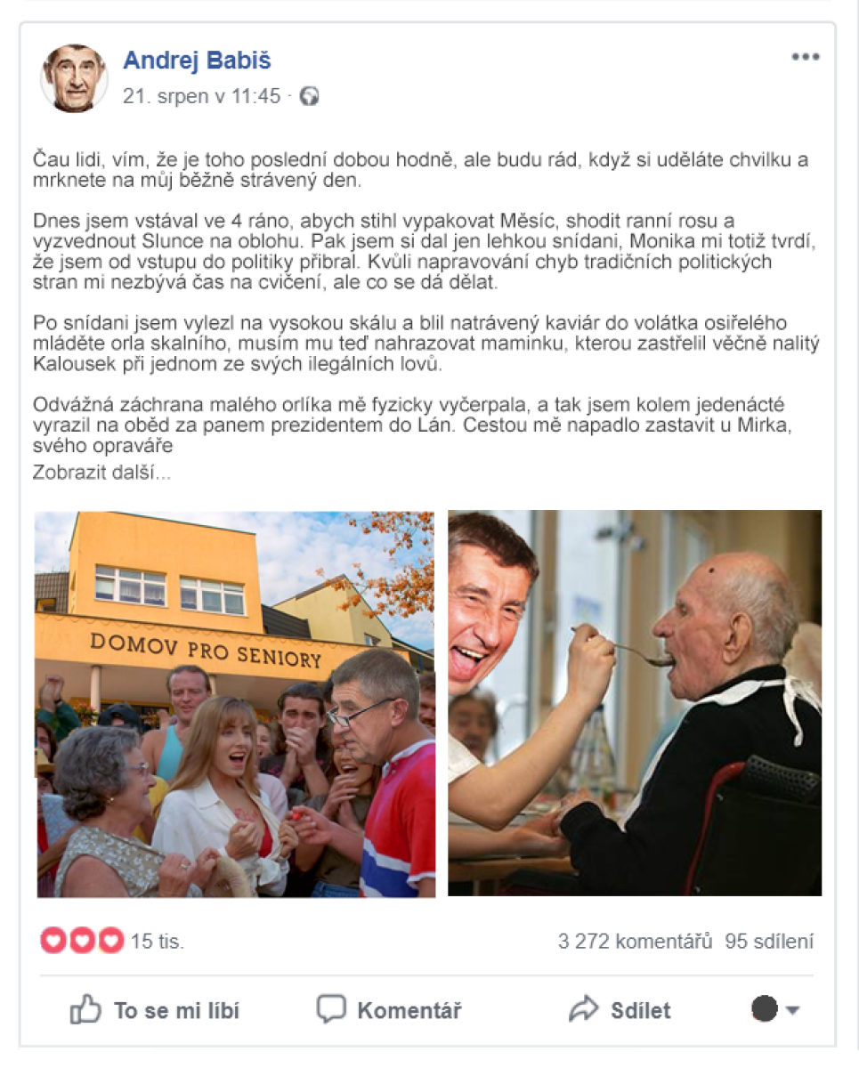 Klasický příspěvek Andreje Babiše