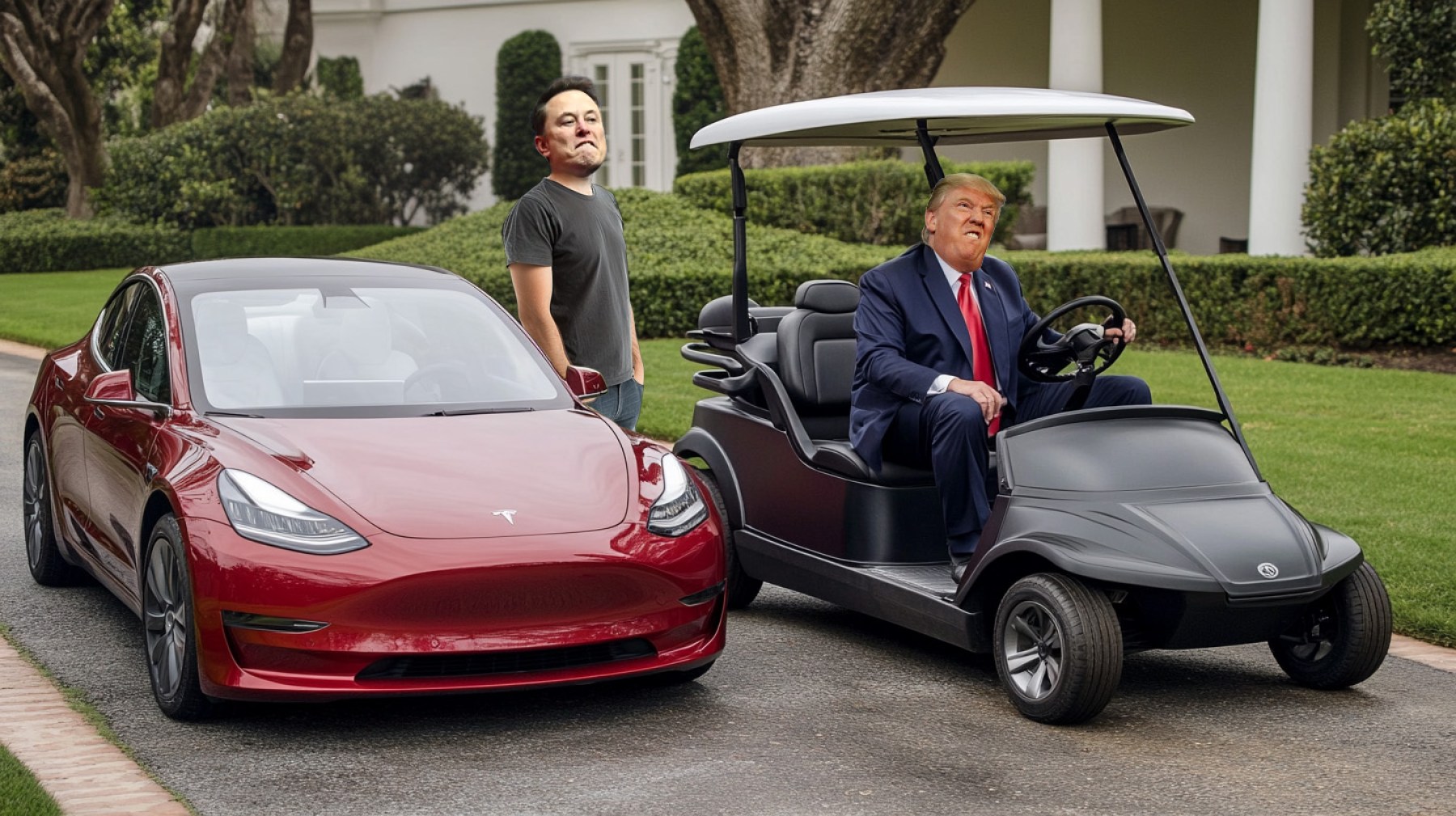 Trump vyzval Muska na duel: Souboj Teslou proti golfovému vozíku už tuto neděli