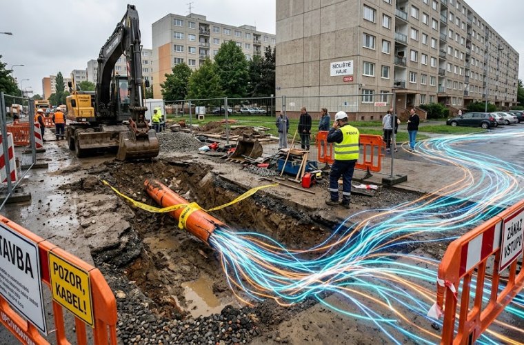 Bagrista přerušil kabel optického připojení k internetu. Ulici zalilo 14578 terabajtů dat.