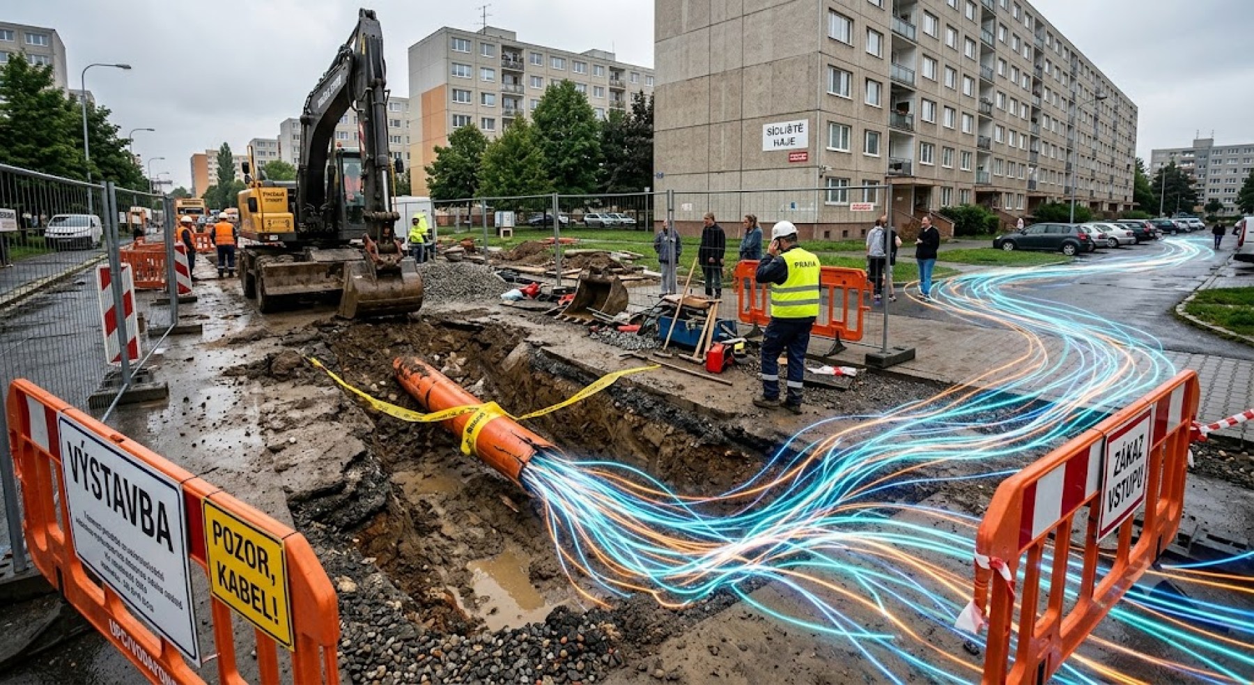 Bagrista přerušil kabel optického připojení k internetu. Ulici zalilo 14578 terabajtů dat.