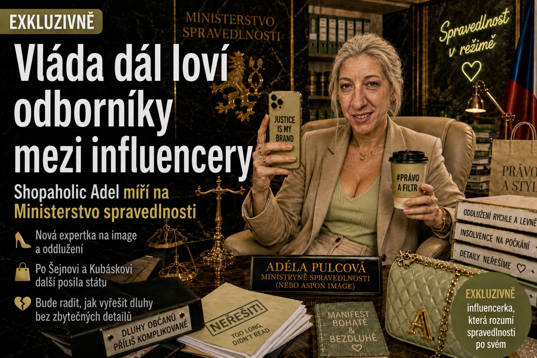 Vláda dál loví odborníky mezi influencery. Shopaholic Adel nastupuje na Ministerstvo spravedlnosti