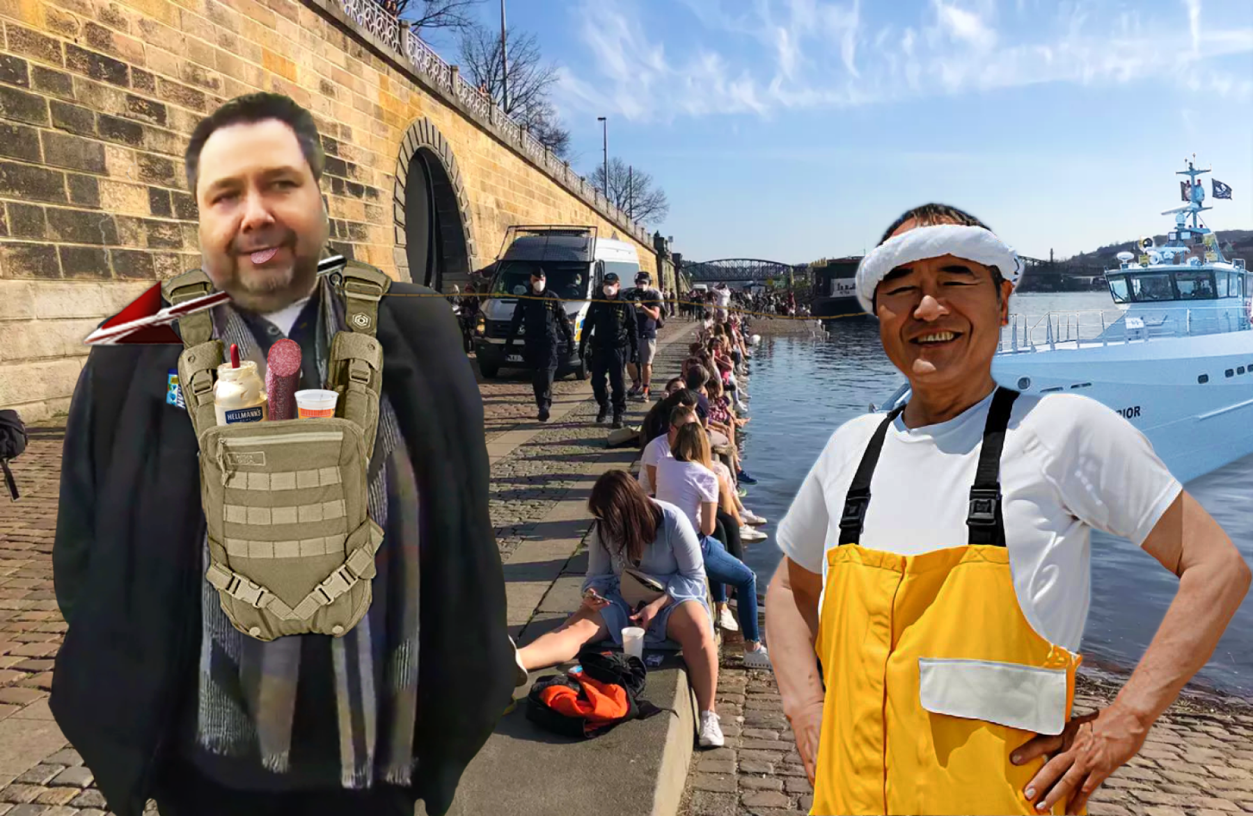 Xaver Veselý leží v nemocnici poté, co jej trefila harpuna zbloudilé lodi japonských velrybářů